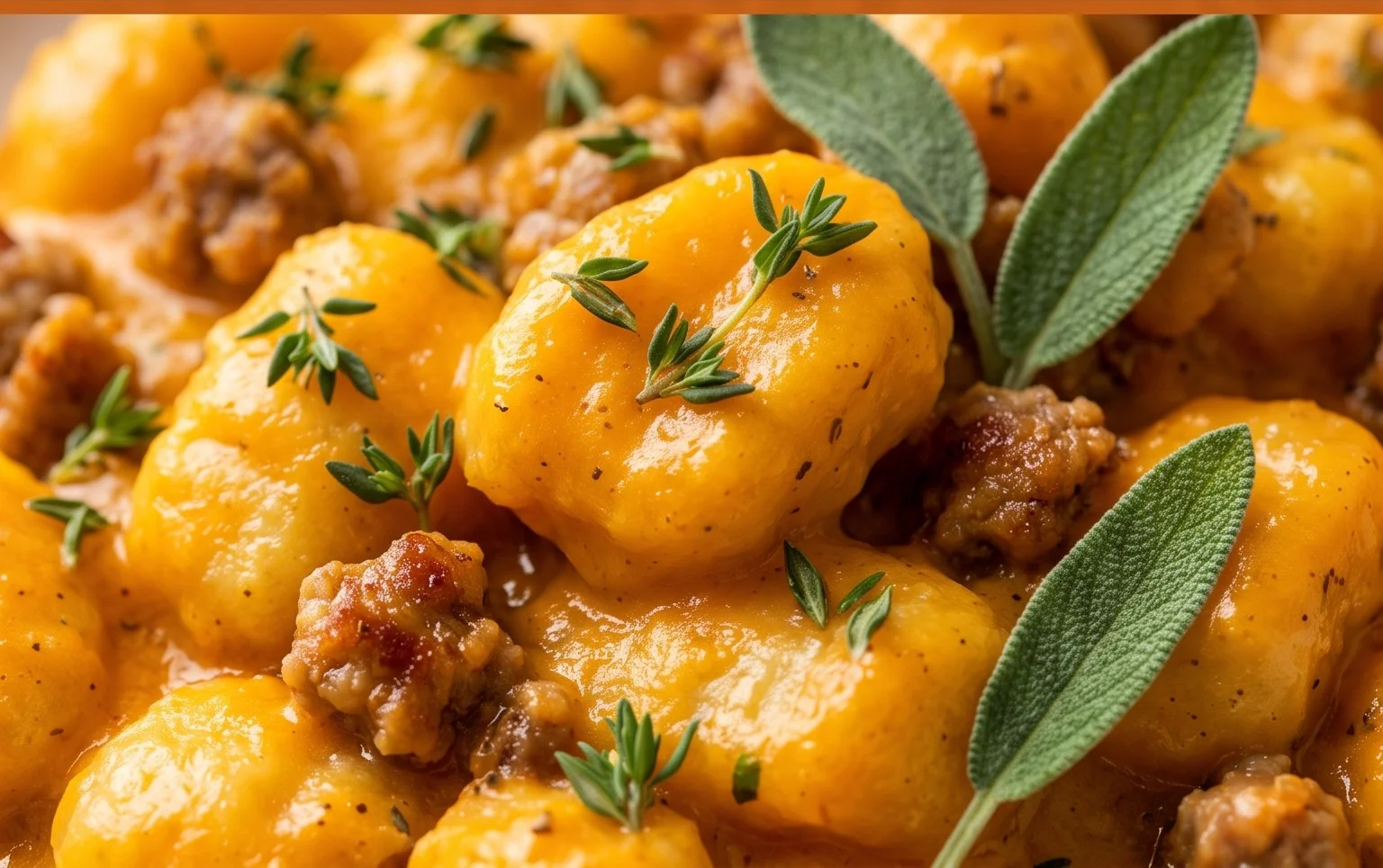 Creamy Butternut Squash Gnocchi with Sausage, Thyme, and Sage